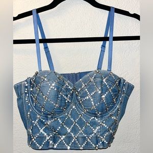 Studded Denim Crop top